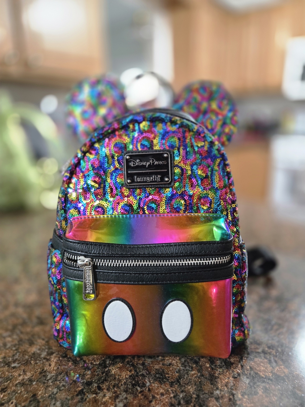 Loungefly Disney Rainbow Sequin Mickey Ear Mini Backpack
